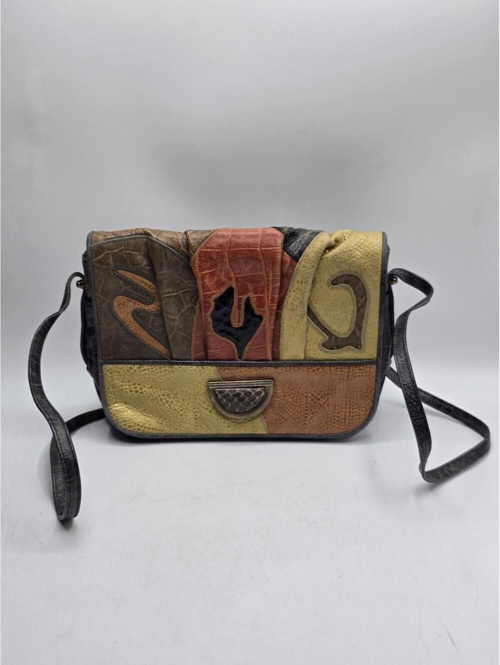 Vintage Sharif Patchwork Leather Shoulder Bag - Made in USA